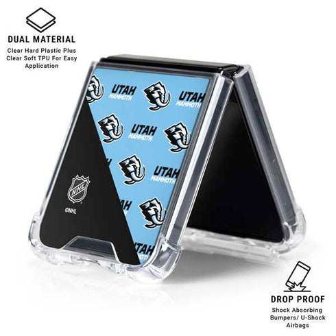 NHL Utah Mammoth Logo Pattern Galaxy Z Flip6 Clear Case